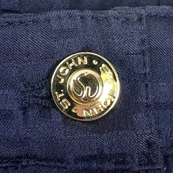 St. John High Rise Woven Jacquard Embroidered Logo Straight Leg Trouser Pants - Picture 3 of 7